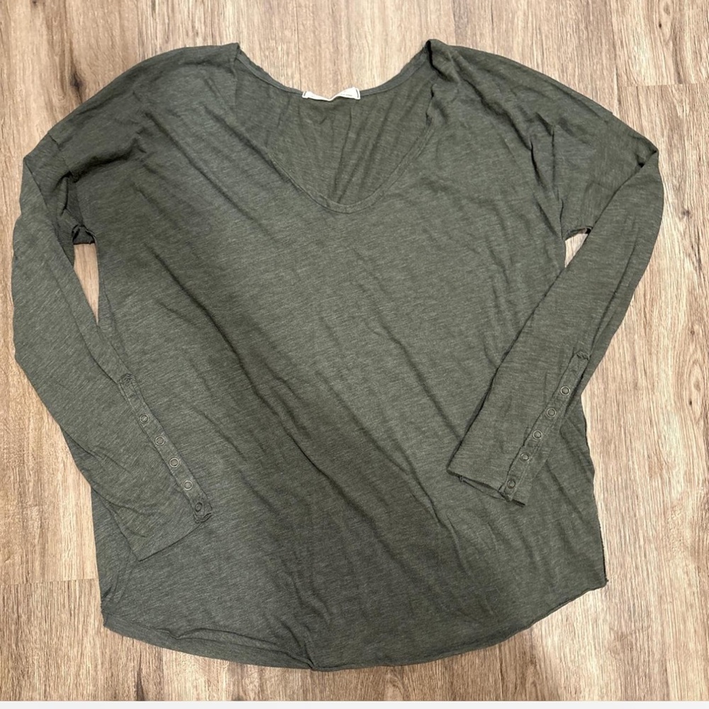 Free People dark green long sleeve top